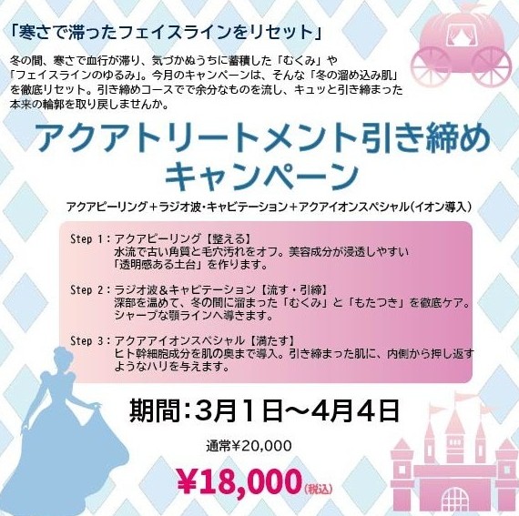 3月のキャンペーン「アクアトリートメント引き締めキャンペーン」